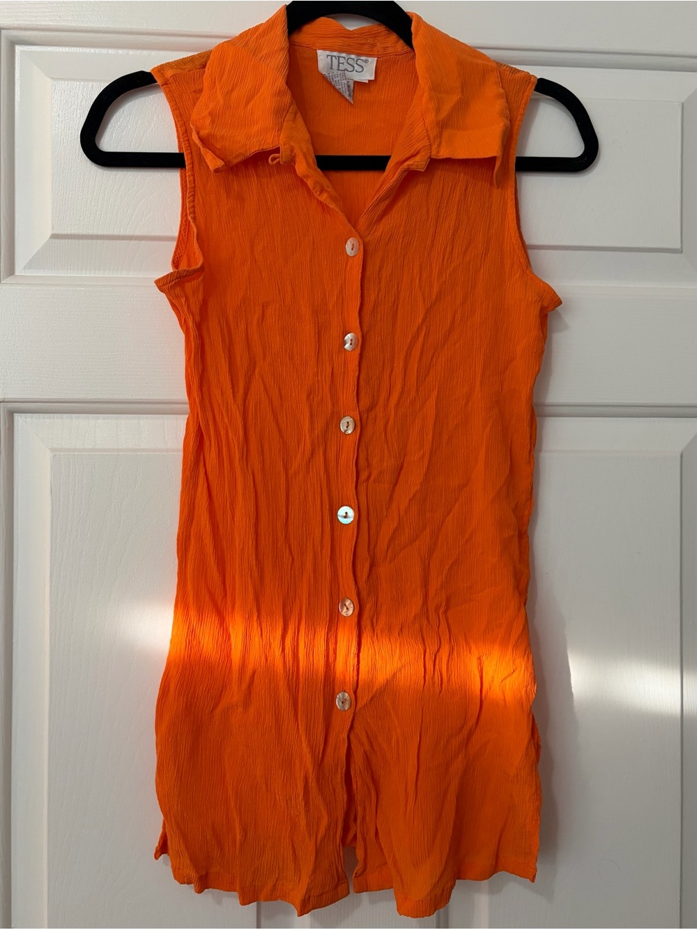 Vintage TESS Sleeveless 100% Silk Button-Down Collared Blouse